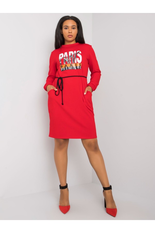 Bavlnené šaty s opaskom - červené